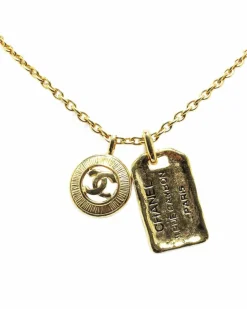 Necklaces*Chanel Preloved Double C Chain Necklace -tone Metal Gold