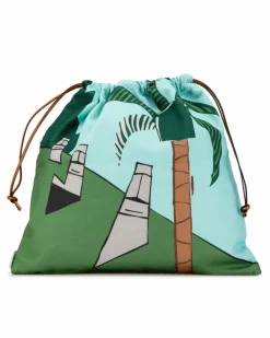Clutch Bags*LOEWE Preloved Easter Island Drawstring Canvas Clutch Bag Green