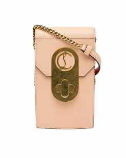 Cross-Body Bags*Christian Louboutin Preloved Elisa Leather Chain Crossbody Bag with Push-Button Closure Brown