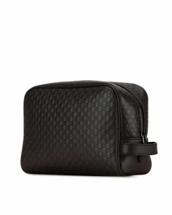 Clutch Bags*Gucci Preloved Embossed Leather Clutch Bag with Zip Pockets and Flat Side Brown
