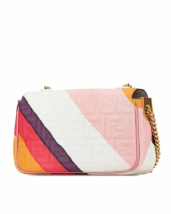 Shoulder Bags*Fendi Preloved Embossed Leather Chain Shoulder Bag with Flap Closure Pink