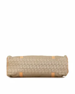 Shoulder Bags*Fendi Preloved FF Canvas Shoulder Bag Beige Brown