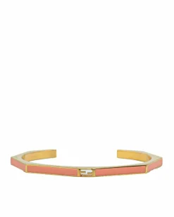 Bracelets*Fendi Preloved FF Logo Enamel Bracelet in Pink Gold