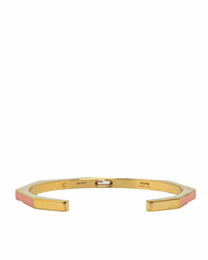 Bracelets*Fendi Preloved FF Logo Enamel Bracelet in Pink Gold