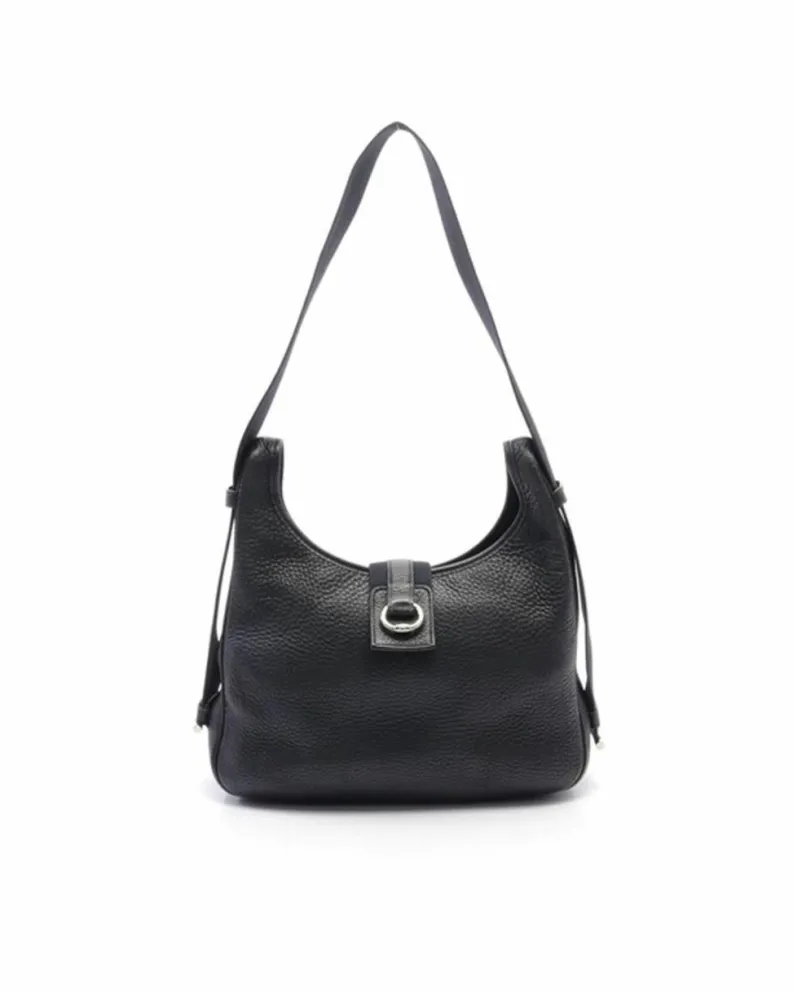 Shoulder Bags*Hermes Preloved Fjord Leather Shoulder Bag with Silver-Tone Hardware Black