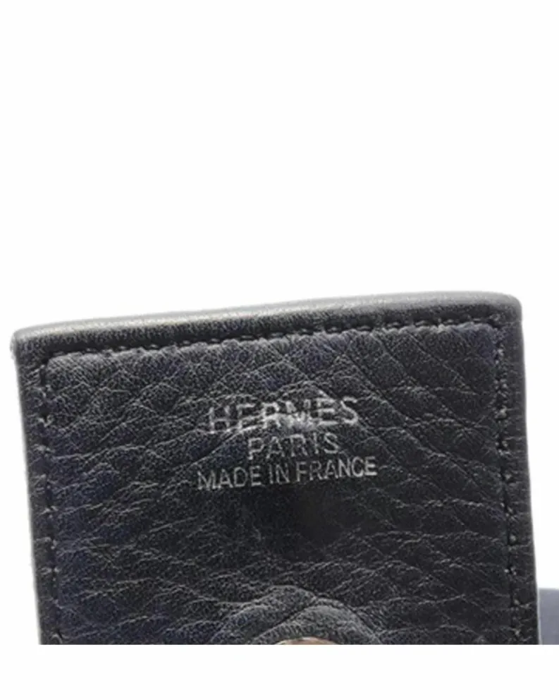 Shoulder Bags*Hermes Preloved Fjord Leather Shoulder Bag with Silver-Tone Hardware Black