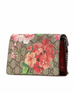 Cross-Body Bags*Gucci Preloved Floral Print Dionysus Crossbody with Suede Trim and Chain Brown
