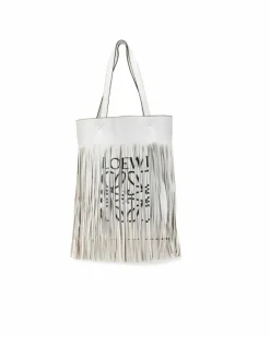 Tote Bags*LOEWE Preloved Gate Small Fringe Tote Bag - White