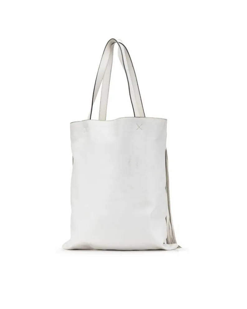 Tote Bags*LOEWE Preloved Gate Small Fringe Tote Bag - White