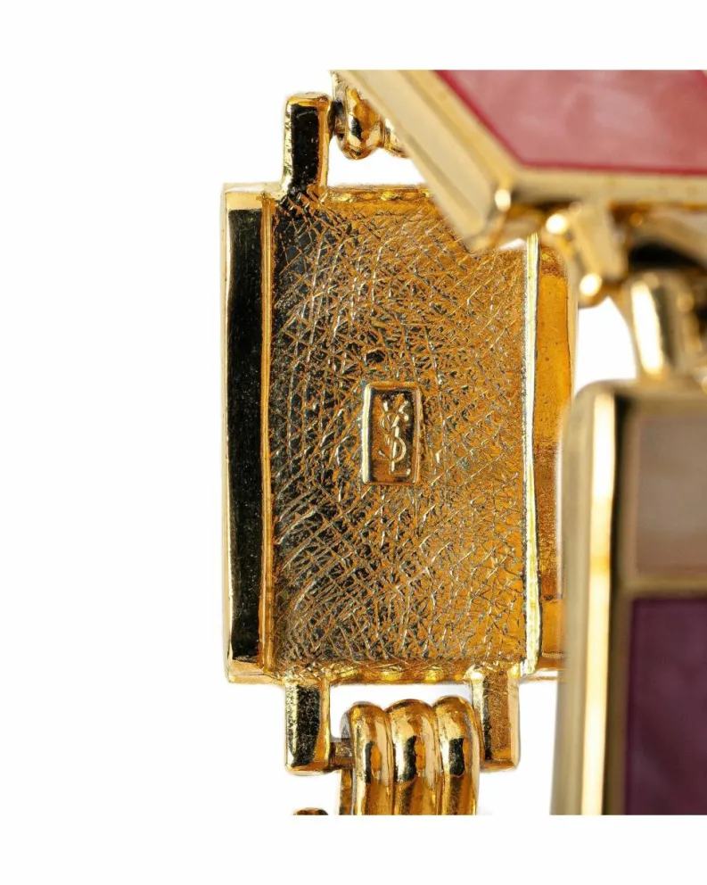 Bracelets*Yves Saint Laurent Preloved Geometric -Tone Faux Pearl Bracelet Gold