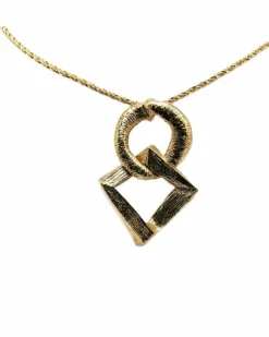 Necklaces*Yves Saint Laurent Preloved Geometric Pendant Necklace Gold