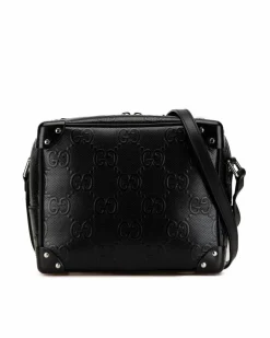 Cross-Body Bags*Gucci Preloved GG Marmont Leather Crossbody Bag GG Marmont Black