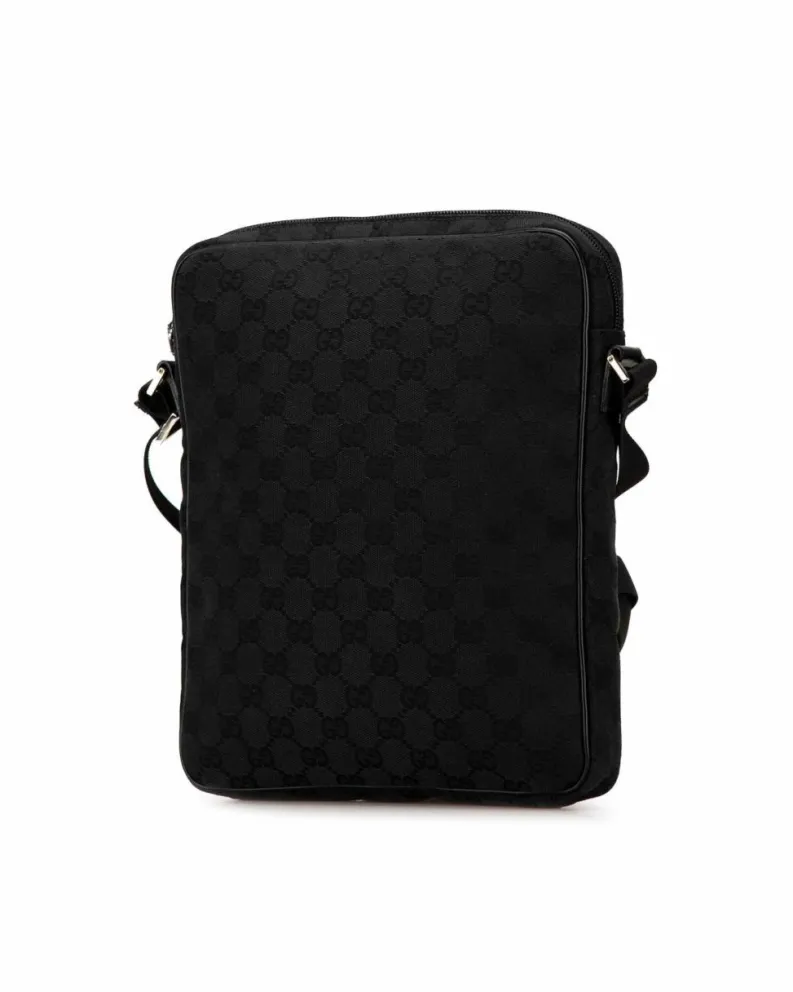 Cross-Body Bags*Gucci Preloved GG Supreme Canvas Leather Crossbody Bag Black