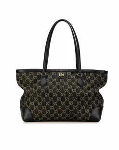 Tote Bags*Gucci Preloved GG Supreme Canvas Tote Bag Black
