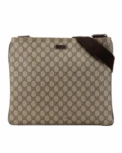 Cross-Body Bags*Gucci Preloved GG Supreme Coated Canvas Crossbody with Leather Trim Brown