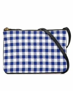 Cross-Body Bags*Celine Preloved Gingham Mini Belt Bag - /White Mini Crossbody Bag - Blue