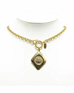 Necklaces*Chanel Preloved CC Pendant Necklace Gold