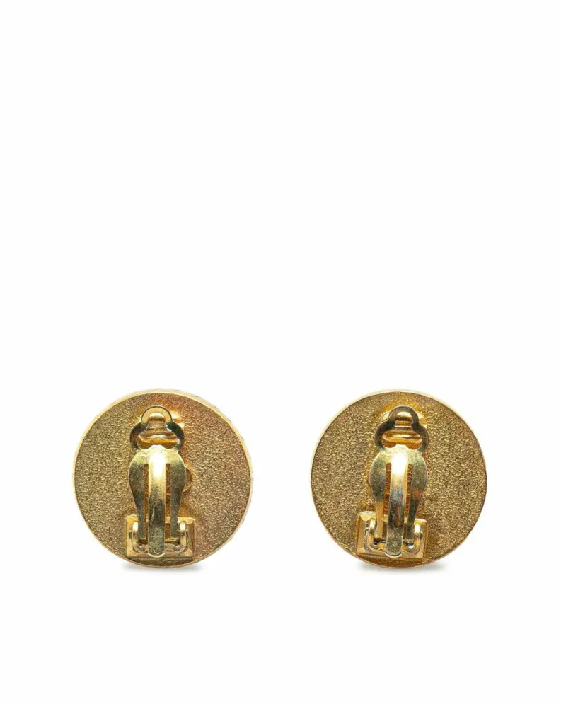 Earrings*Chanel Preloved Plated Acrylic Button Clip-On Earrings Gold