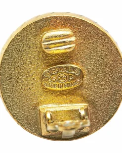Earrings*Chanel Preloved Plated Acrylic Button Clip-On Earrings Gold