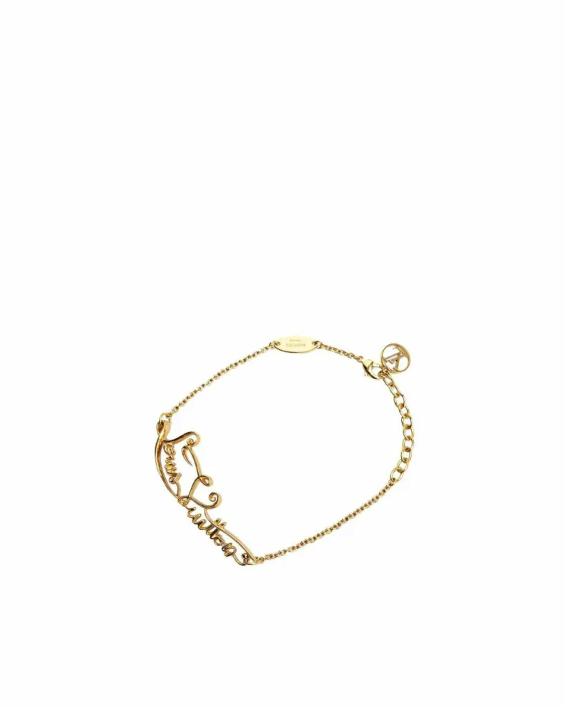 Bracelets*Louis Vuitton Preloved Plated Affair Bracelet with Lobster Claw Closure Gold