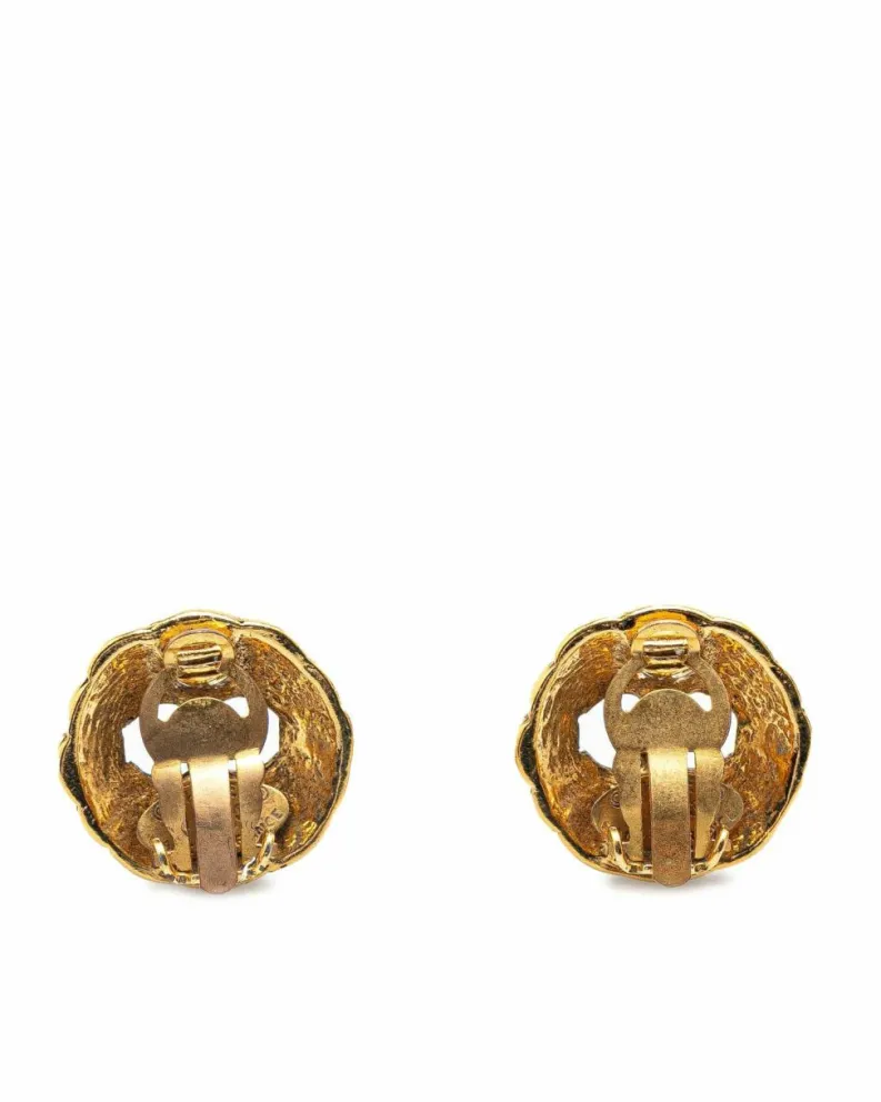 Earrings*Chanel Preloved Plated Clip On Earrings with CC Design Gold
