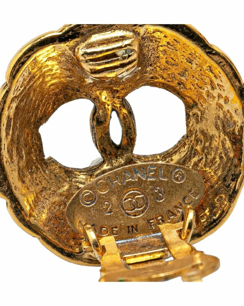 Earrings*Chanel Preloved Plated Clip On Earrings with CC Design Gold