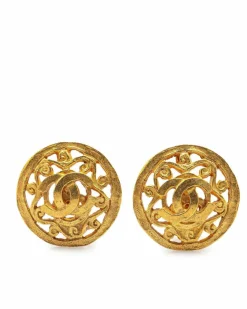 Earrings*Chanel Preloved Plated Clip-On Earrings Gold