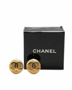 Earrings*Chanel Preloved Plated Clip On Earrings Gold