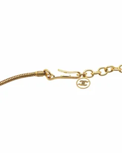 Necklaces*Chanel Preloved Plated Enamel Pendant Necklace Gold