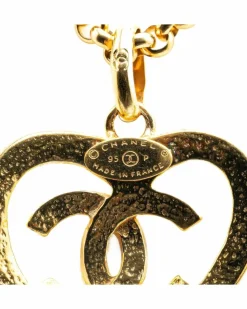 Necklaces*Chanel Preloved Plated Heart Pendant Necklace with Spring Ring Closure Gold