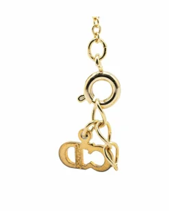 Necklaces*Dior Preloved Plated Heart Pendant Necklace with Rhinestone Details Gold