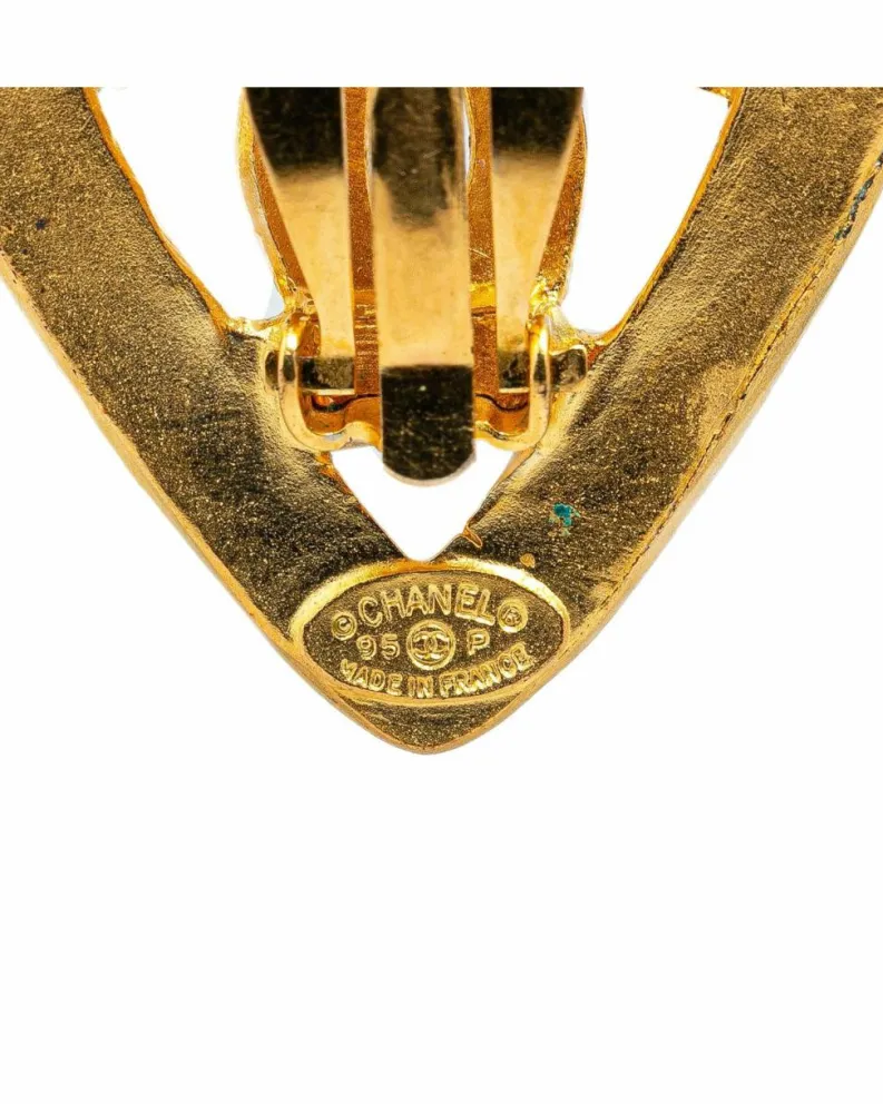 Earrings*Chanel Preloved Plated Heart Clip On Earrings Gold
