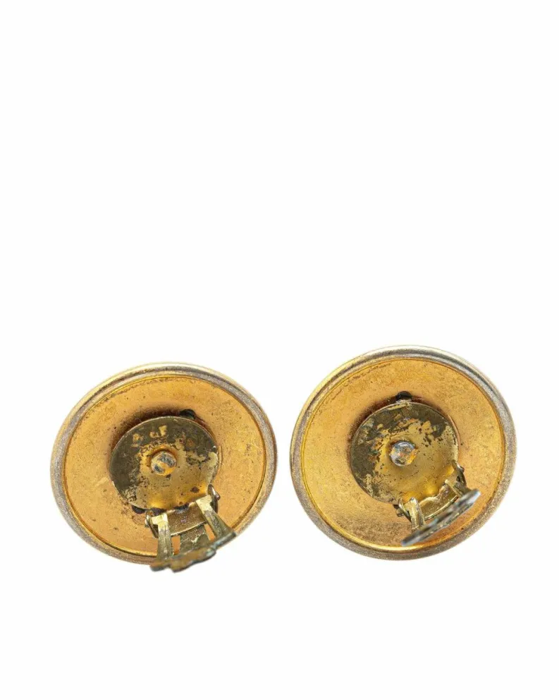 Earrings*Hermes Preloved Plated Horn Sellier Clip-On Earrings Gold