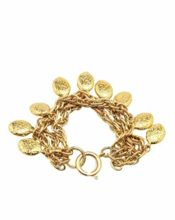 Bracelets*Chanel Preloved Plated Logo Medallion Bracelet Gold