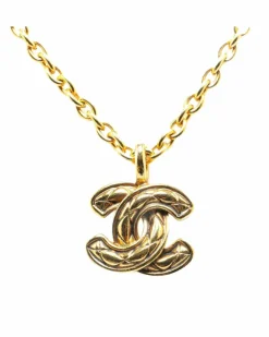 Necklaces*Chanel Preloved Plated Pendant Necklace with Spring Ring Closure Gold