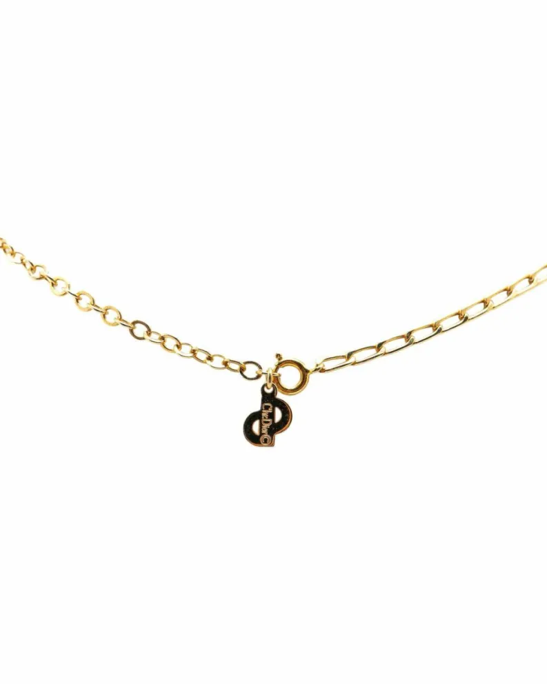 Necklaces*Dior Preloved Plated Pendant Necklace with CD Logo Gold