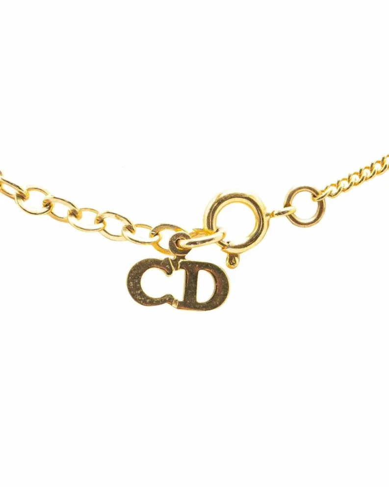 Necklaces*Dior Preloved Plated Pendant Necklace with Spring Ring Closure Gold
