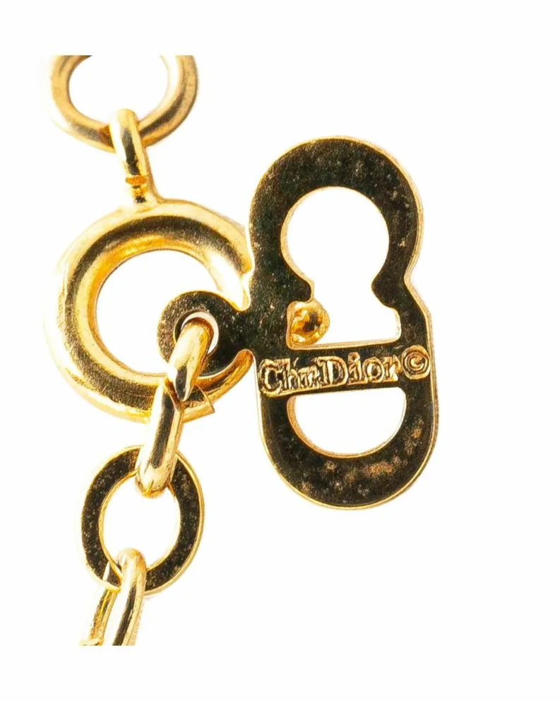 Necklaces*Dior Preloved Plated Pendant Necklace with Spring Ring Closure Gold