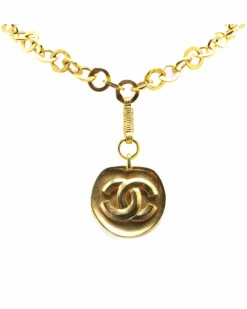 Necklaces*Chanel Preloved Plated Pendant Necklace with Hook Closure Gold