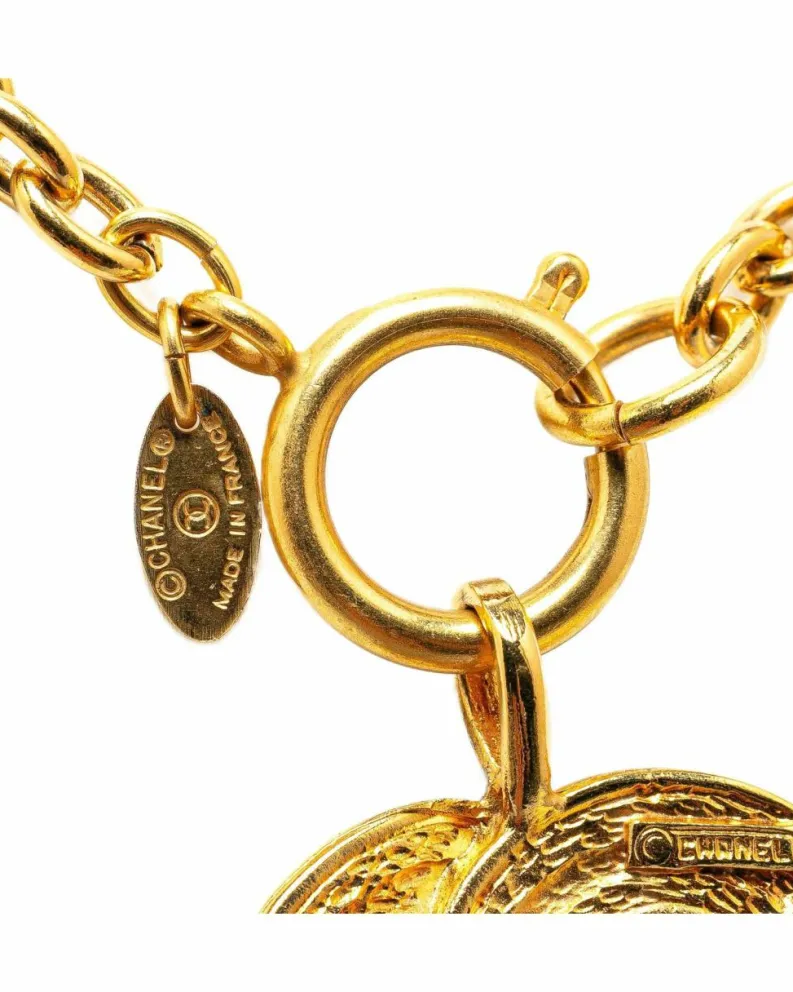 Necklaces*Chanel Preloved Plated Quilted Pendant Necklace Gold