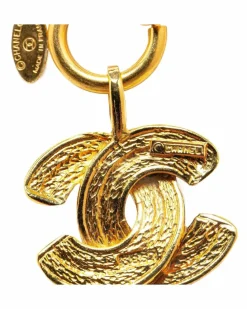 Necklaces*Chanel Preloved Plated Quilted Pendant Necklace Gold