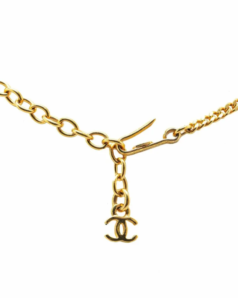 Necklaces*Chanel Preloved Plated Resin Camellia Pendant Necklace Gold