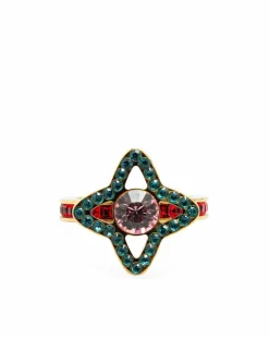 Rings*Louis Vuitton Preloved Plated Rhinestone Berg Eye Candy Ring Gold
