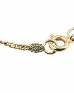 Necklaces*Chanel Preloved Plated Rhinestone Pendant Necklace with Chain Gold