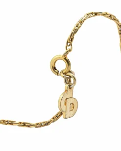 Necklaces*Dior Preloved Plated Rhinestones Padlock Pendant Necklace Gold