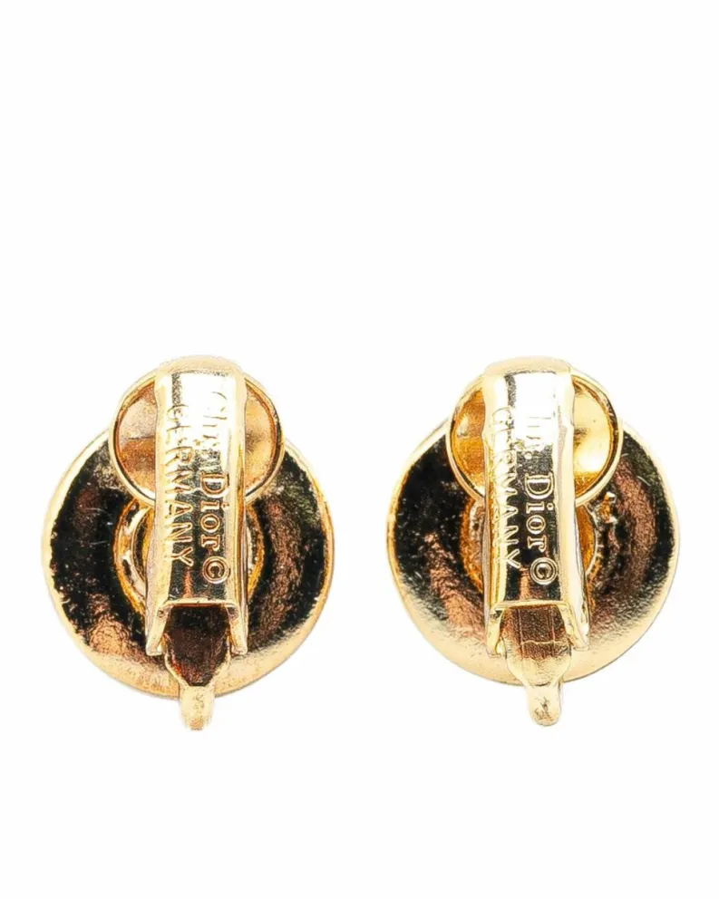 Earrings*Dior Preloved Plated Round Clip On Earrings Gold