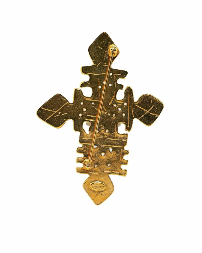 Necklaces*Chanel Preloved -Tone Cross Pendant Necklace Gold