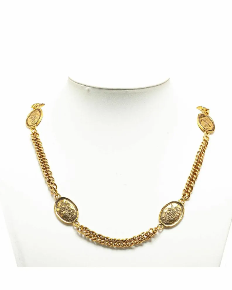 Necklaces*Chanel Preloved -Tone Medallion Necklace Gold