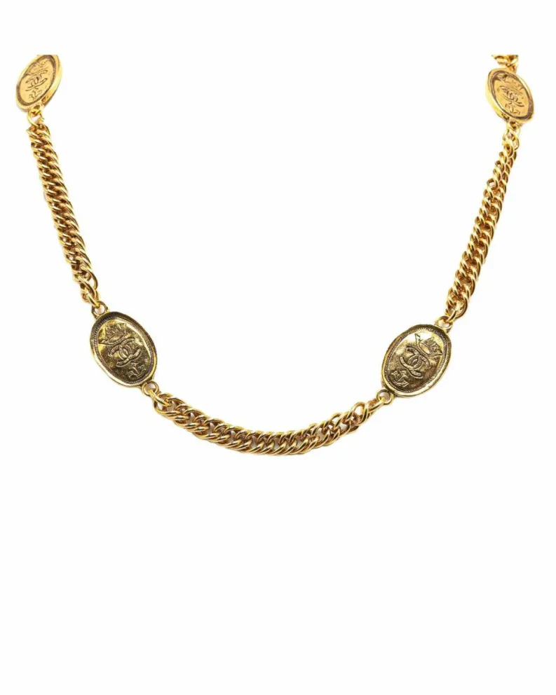 Necklaces*Chanel Preloved -Tone Medallion Necklace Gold