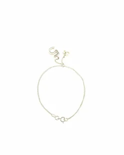 Bracelets*Chanel Preloved Gold-Tone Metal Bracelet with Logo and Number 5 Charm Silver